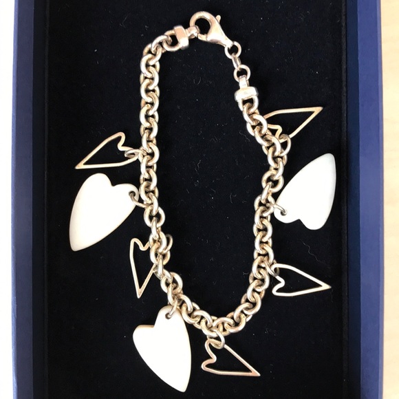 Jewelry - VERY CUTE ITALY SILVER BRACELET WITH PEARL HEARTS